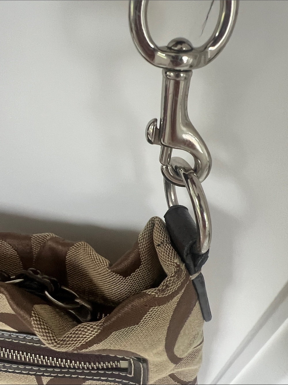 Coach Beige and Brown Signature Canvas Shoulder Bag - Picture 5 of 6